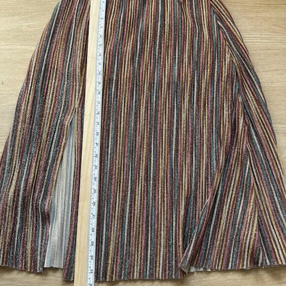 Anthropologie Lea & Viola Shimmery Striped Skirt w/Side Slit Sz. XS - Picture 5 of 5